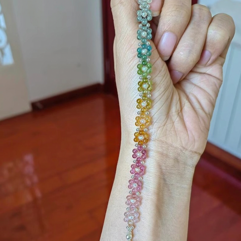 Rainbow Flower Bead Bracelet