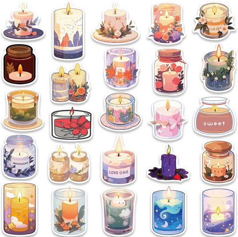 Cute Candle 50pc Vinyl Sticker Pack