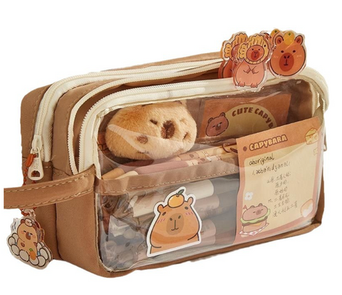 Brown Capybara Pencil Case Set sticky note