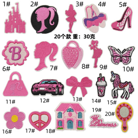Barbie Pink Embroidered Badge Set