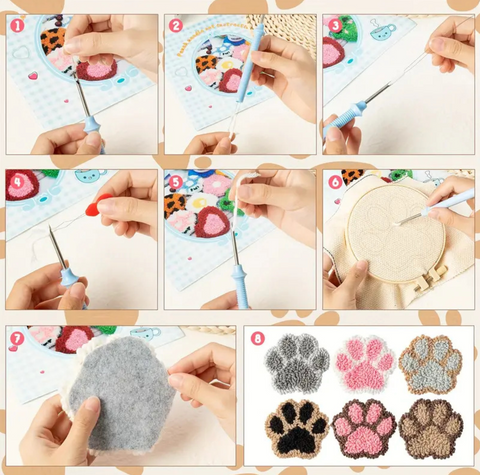 6 Set Cat Paw Carpet Coasters DIY