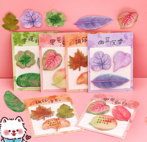 Watercolor Leaf Sticky Note Set