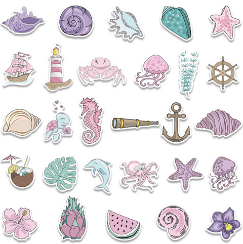 Cute Sea Creatures PVC Sticker Pack 56pc