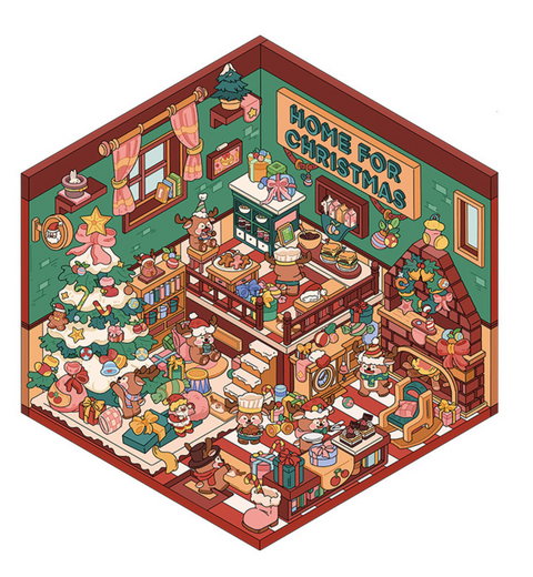 Home for Christmas 3D Sticker Room