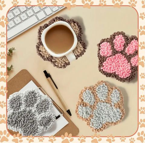 6 Set Cat Paw Carpet Coasters DIY