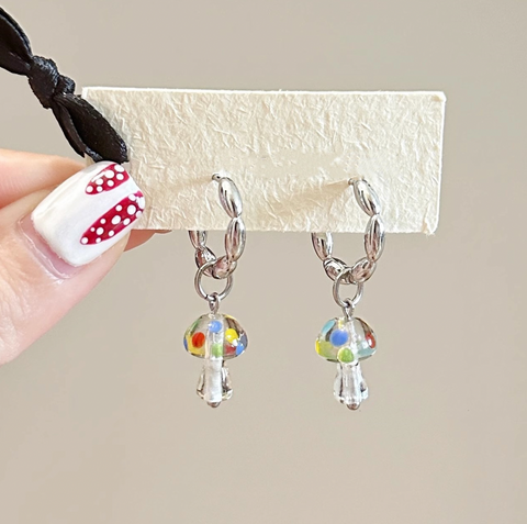 Glass Mushroom Earrings