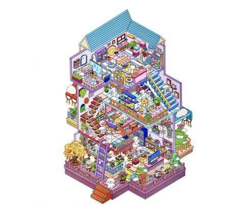 Villa Country House 3D Sticker Room