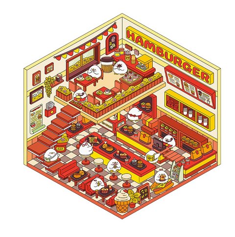 Chicken Hamburger 3D Sticker Room