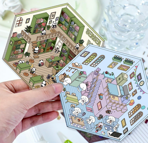 The Cat's Loft Cottage 3D Sticker Room