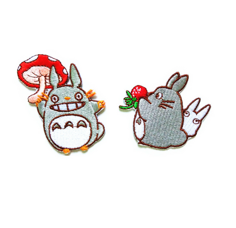 Totoro Mushroom Embroidered Badge Set