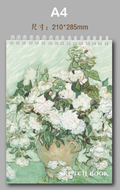 8K White Flower Bouquet Top Spiral Sketchbook