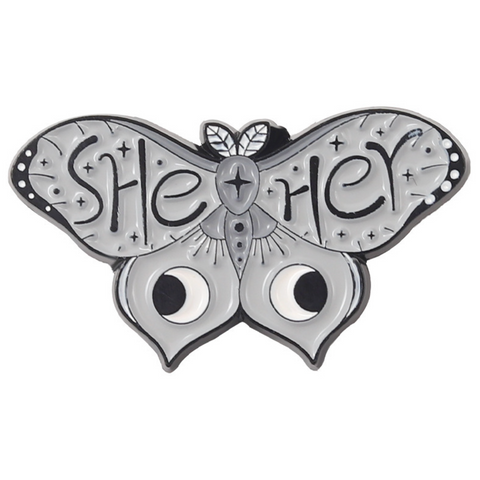 She/Her Luna Moth Pin