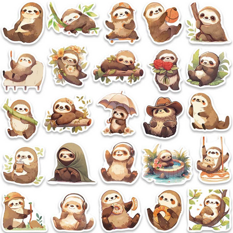 Sleepy Sloth PVC Sticker Pack 50pc