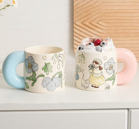 Cute Thick Handle Ceramic Mug 550ml