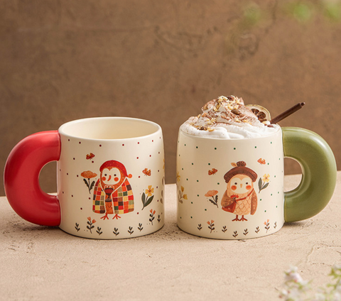 Owl Thick Handle Ceramic Mug 550ml