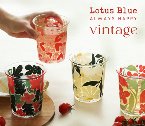 Floral Glass Lip Cup 350ml