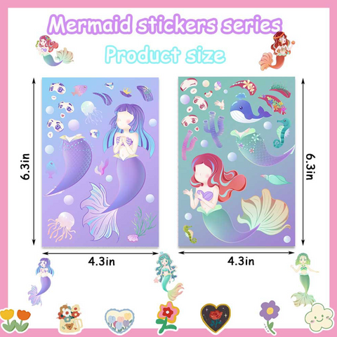 Playful Mermaid PVC Sticker Pack 50pc