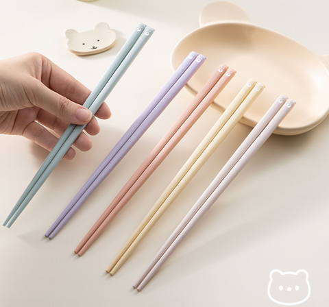 Bear Tip Alloy Chopstick 5 Set