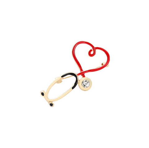 Heart Stethescope Black Pin