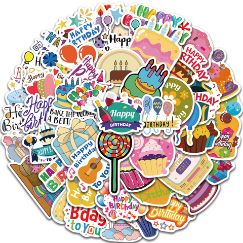 Happy Birthday PVC Sticker Pack 50pc