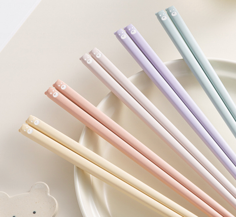 Bear Tip Alloy Chopstick 5 Set