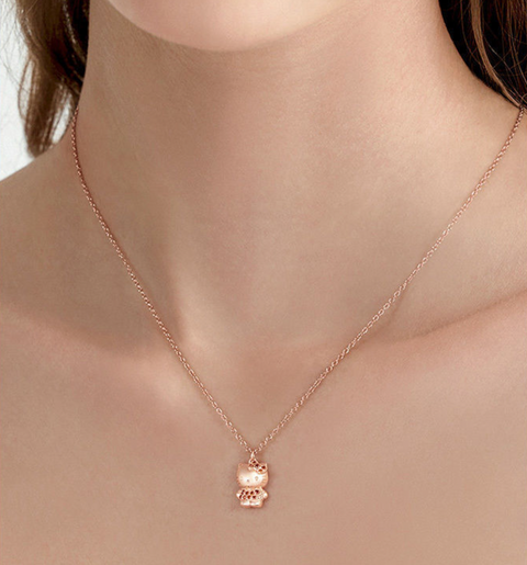 Red Crystal Rose KT Gold Necklace