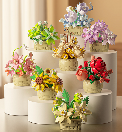 Magic Purple Starry Sky Dream Flower Building Block