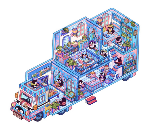 Penguin Snow RV 3D Sticker Room