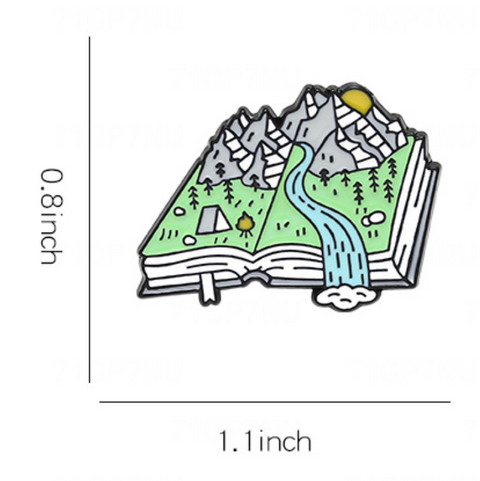 Mountain on Books Pin