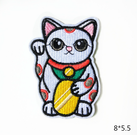 Lucky Cat Embroidered Badge Set