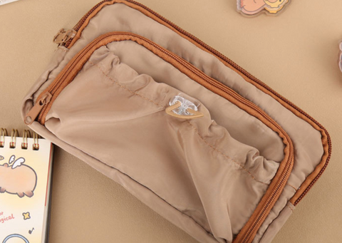 Beige Drawstring Pencil Case