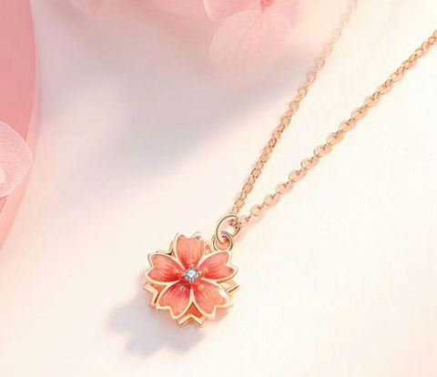 Sakura Blossom Rose Gold Necklace