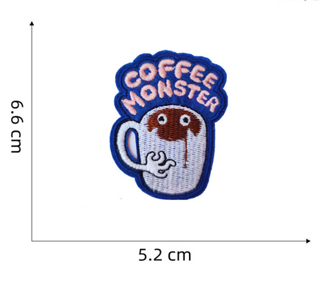 Coffee Monster Embroidered Badge Set