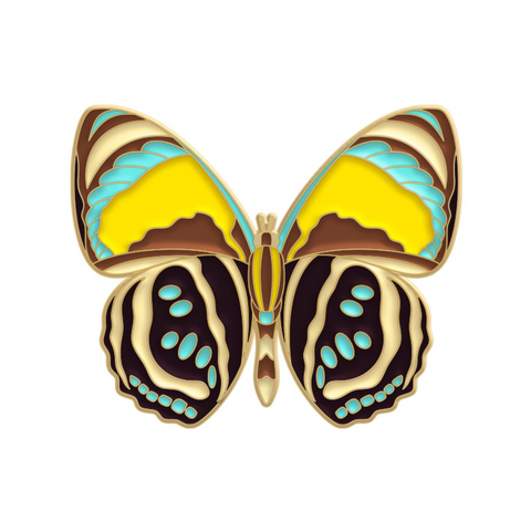 Teal Yellow Butterfly Pin
