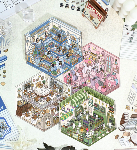 The Cat's Loft Cottage 3D Sticker Room