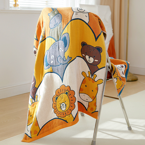 Animal Friends Orange Cotton Towel Blanket 70*140cm