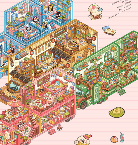 Puppy's Pink House 3D Sticker Room