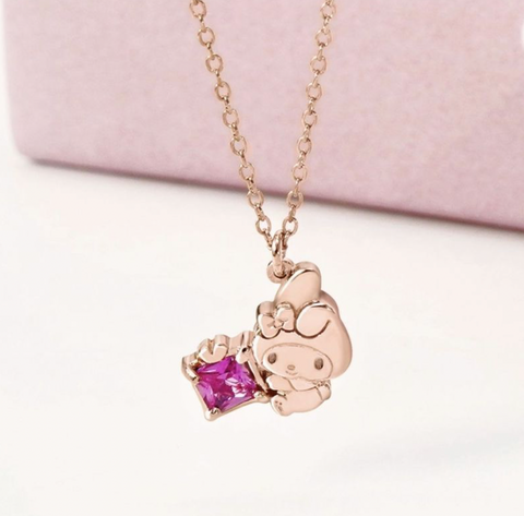 My Melody Pink Crystal Rose Gold Necklace