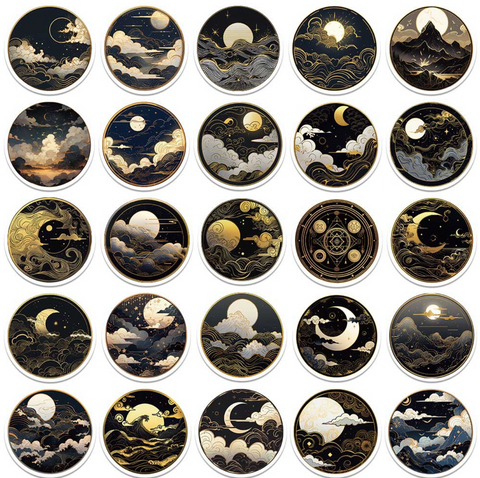 Golden Moon PVC Sticker Pack 50pc