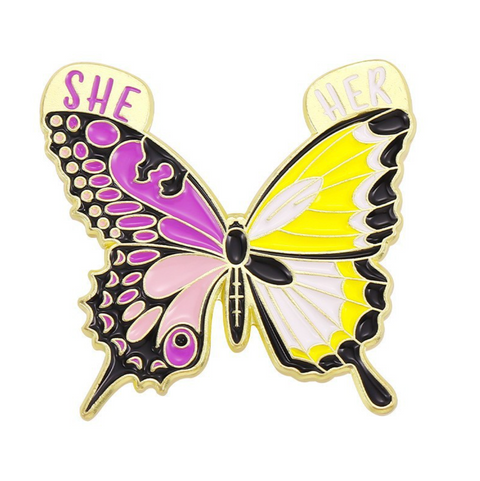 She/Her Butterfly Pin