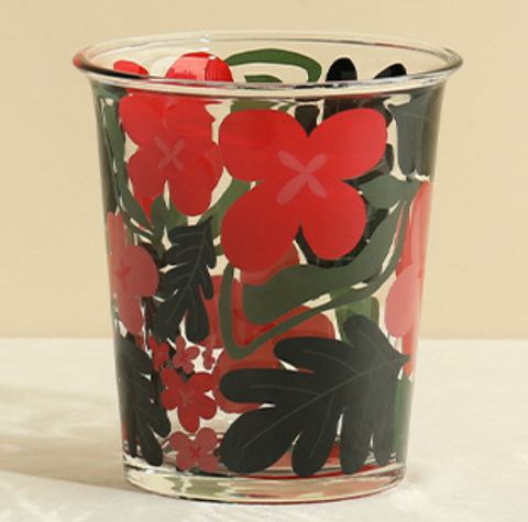 Floral Glass Lip Cup 350ml