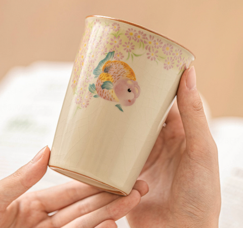 Pink Goldfish Ceramic Cup 250ml