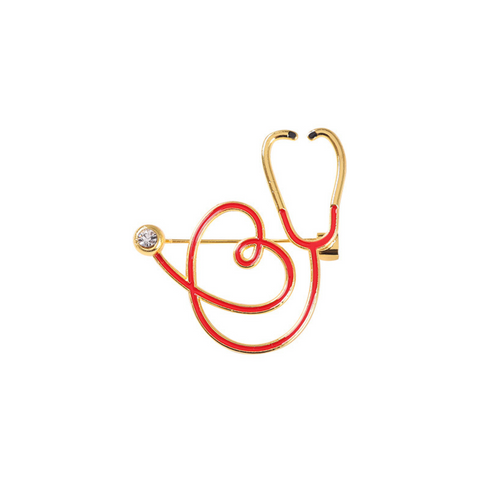 Heart Stethscope Gold Pin