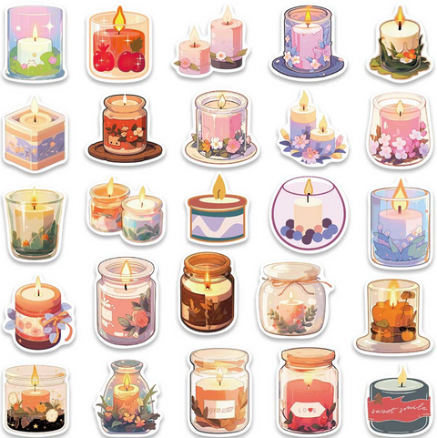 Cute Candle 50pc Vinyl Sticker Pack