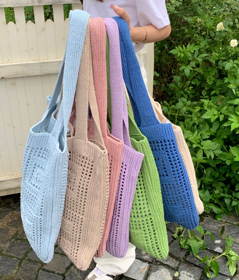 Checker Square Knit Tote