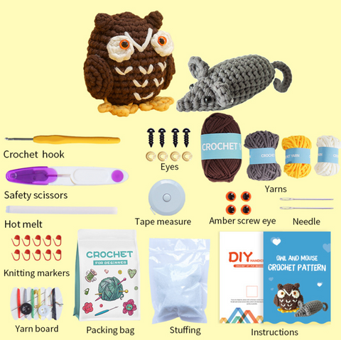 Owl and Mouse Crochet Kit