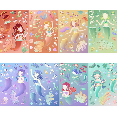 Playful Mermaid PVC Sticker Pack 50pc