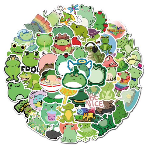 Frog PVC Sticker Pack 50pc