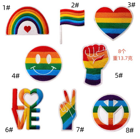 Rainbow Pride Love Embroidered Badge Set