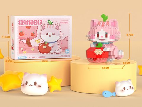 Pink Cat with Peach Building Block